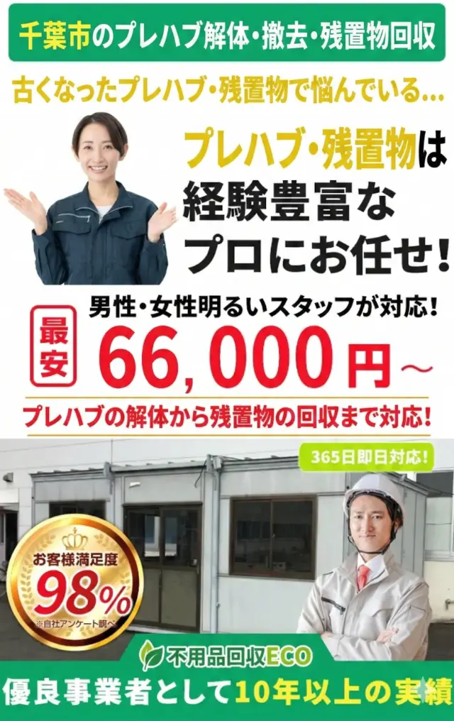 プレハブの解体、プレハブの中の残置物の回収バナー